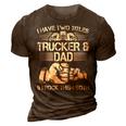 Trucker And Dad Semi Truck Driver Mechanic Funny 3D Print Casual Tshirt Brown