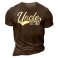 Uncle Est 2023 For Pregnancy Announcement Gift For Mens 3D Print Casual Tshirt Brown