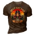 Vintage Best Cat Dad Ever Cat Riding Motorcycle Fathers Day 3D Print Casual Tshirt Brown