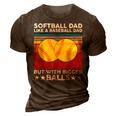 Vintage Softball Dad Like A Baseball Dad Us Flag Fathers Day 3D Print Casual Tshirt Brown