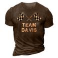 Vintage Team Davis Family Name Checkered Flag Racing 3D Print Casual Tshirt Brown