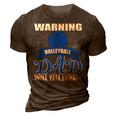 Warning Volleyball Dad Will Yell Loudly Funny Father Gift 3D Print Casual Tshirt Brown