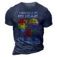 Autism Awareness Dad Mom Daughter Autistic Kids Awareness 3D Print Casual Tshirt Navy Blue