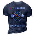 Autism Warrior Fighting For My Son Autism Mom Dad Parents 3D Print Casual Tshirt Navy Blue