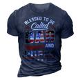 Blessed To Be Called Dad And Poppa Fathers Day America Flag Gift For Mens 3D Print Casual Tshirt Navy Blue