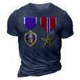Bronze Star And Purple Heart Medal Military Personnel Award 3D Print Casual Tshirt Navy Blue