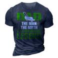 Dad The Man The Myth The Lawn Mowing Legend Caretaker 3D Print Casual Tshirt Navy Blue