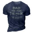 Dad The Man The Pilot The Legend Airlines Airplane Lover 3D Print Casual Tshirt Navy Blue