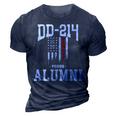 Dd 214 Alumni Us Military Veteran Navy Vintage Us Flag 3D Print Casual Tshirt Navy Blue