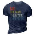 Funny Dad Fathers Day Dad The Man The Myth The Legend Gift For Mens 3D Print Casual Tshirt Navy Blue