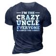 Funny Uncle Design For Men Dad Brother Crazy Uncle Lovers 3D Print Casual Tshirt Navy Blue