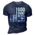 God Guns Beer & Diesels Diesel Truck Mechanic Usa Flag 3D Print Casual Tshirt Navy Blue