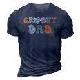 Groovy Dad Retro Leopard Colorful Flowers Design 3D Print Casual Tshirt Navy Blue