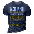 Mechanic Sarcastic Graphic Funny Repair Shop 3D Print Casual Tshirt Navy Blue