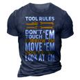 Mechanic Tool Rules Dont Touch Em Borrow Em 3D Print Casual Tshirt Navy Blue