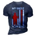 My Uncle Is My Hero Firefighter Thin Red Line Flag 3D Print Casual Tshirt Navy Blue