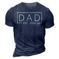 Promoted To Dad 2024 New Dad Fathers Day Baby Daddy Gift 3D Print Casual Tshirt Navy Blue