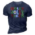 Retro Christmas Holly Jolly Vibes 3D Print Casual Tshirt Navy Blue