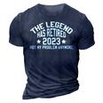 The Legend Has Retired 2023 Cool Retirement 2023 Doctor Dad 3D Print Casual Tshirt Navy Blue