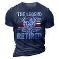 The Legend Has Retired Fireman American Flag Usa Firefighter 3D Print Casual Tshirt Navy Blue