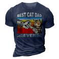 Vintage Best Cat Dad Ever And Retro For Dad Men Fathers Day 3D Print Casual Tshirt Navy Blue