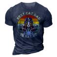 Vintage Best Cat Dad Ever Cat Riding Motorcycle Fathers Day 3D Print Casual Tshirt Navy Blue