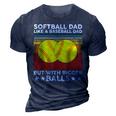 Vintage Softball Dad Like A Baseball Dad Us Flag Fathers Day 3D Print Casual Tshirt Navy Blue