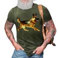 German Shepherd Running Polygon Poly Dog Dad Mom Lover 3D Print Casual Tshirt Army Green