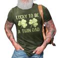 Lucky To Be A Twin Dad St Patricks Day 3D Print Casual Tshirt Army Green