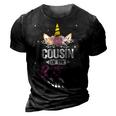 Cousin Of The Birthday Girl Father Gift Unicorn Birthday 3D Print Casual Tshirt Vintage Black