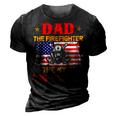 Dad The Firefighter The Myth The Legend American Flag 3D Print Casual Tshirt Vintage Black