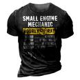 Funny Vintage Small Engine Repair Mechanic Hourly Rate Gift For Mens 3D Print Casual Tshirt Vintage Black