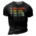 Great Grandpa The Man The Myth The Legend Gifts For Fathers Gift For Mens 3D Print Casual Tshirt Vintage Black
