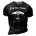 Id Rather Be Flying Vintage Military Airplane Silhouette 3D Print Casual Tshirt Vintage Black