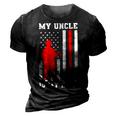 My Uncle Is My Hero Firefighter Thin Red Line Flag 3D Print Casual Tshirt Vintage Black