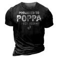 Promoted To Poppa Est2021 Pregnancy Baby Gift New Poppa 3D Print Casual Tshirt Vintage Black