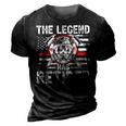 The Legend Has Retired Fireman American Flag Usa Firefighter 3D Print Casual Tshirt Vintage Black