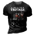 Trucker And Dad Quote Semi Truck Driver Mechanic Funny 3D Print Casual Tshirt Vintage Black