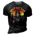 Vintage Best Cat Dad Ever Cat Riding Motorcycle Fathers Day 3D Print Casual Tshirt Vintage Black