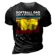 Vintage Softball Dad Like A Baseball Dad Us Flag Fathers Day 3D Print Casual Tshirt Vintage Black