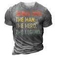 Bonus Dad The Man The Hero The Legend 3D Print Casual Tshirt Grey