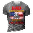 Dad The Firefighter The Myth The Legend American Flag 3D Print Casual Tshirt Grey