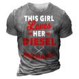 Diesel Mechanic Gifts Wife Girlfriend Design On Back 3D Print Casual Tshirt Grey