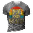Fathers Day Vintage Best Cat Dad Ever Retro Gift For Cat 3D Print Casual Tshirt Grey