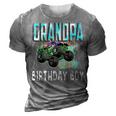 Grandpa Of The Birthday Boy Monster Truck Birthday Boy 3D Print Casual Tshirt Grey