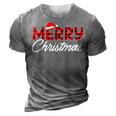 Merry Christmas Buffalo Plaid Red Santa Hat Xmas Pajamas  V2 3D Print Casual Tshirt Grey