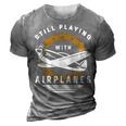 Pilot Airplane Mechanic Aviation Rc Planes 3D Print Casual Tshirt Grey