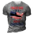 Submariner Submarines Veteran Proud Dad Of A Navy Submariner Gift For Mens 3D Print Casual Tshirt Grey