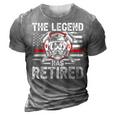The Legend Has Retired Fireman American Flag Usa Firefighter 3D Print Casual Tshirt Grey