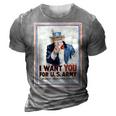 Uncle Sam I Want You For Us Army Vintage Poster 3D Print Casual Tshirt Grey